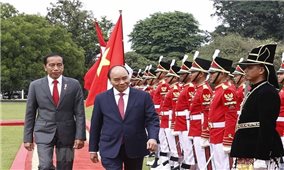 Tổng thống Indonesia chủ trì lễ đón cấp nhà nước Chủ tịch nước Nguyễn Xuân Phúc