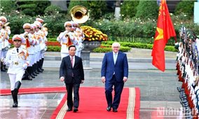 Chủ tịch nước Võ Văn Thưởng và Phu nhân chủ trì Lễ đón chính thức Tổng thống Cộng hòa Liên bang Đức Frank-Walter Steinmeier và Phu nhân