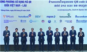 Công bố khuôn khổ thanh toán bản tệ và kết nối thanh toán bán lẻ song phương sử dụng mã QR Việt Nam-Lào