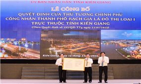 Công nhận thành phố Rạch Giá là đô thị loại I của tỉnh Kiên Giang