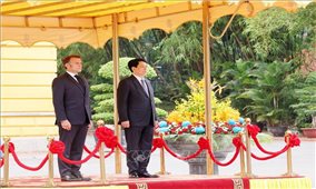 Chủ tịch nước Lương Cường chủ trì Lễ đón Tổng thống Cộng hòa Pháp