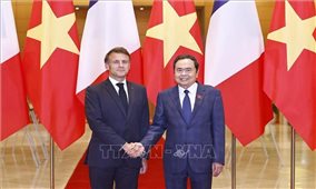 Chủ tịch Quốc hội Trần Thanh Mẫn hội kiến Tổng thống Pháp Emmanuel Macron