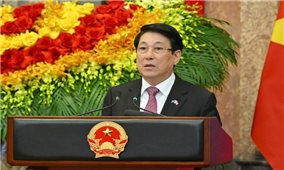 Chủ tịch nước Lương Cường và Chủ tịch Hội đồng châu Âu gặp gỡ báo chí