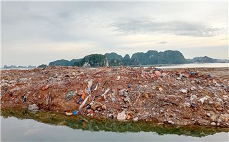 Rác thải, đất thải đổ tràn lan cạnh đường bao biển Hạ Long - Cẩm Phả