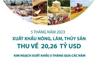 5 tháng năm 2023: Xuất khẩu nông, lâm, thủy sản thu về 20,26 tỷ USD
