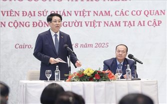Chủ tịch nước Lương Cường gặp gỡ cộng đồng người Việt Nam tại Ai Cập
