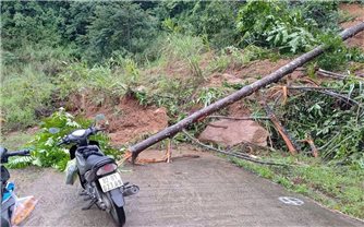Quảng Ngãi: Mưa lớn, hàng trăm m3 đất đá đổ xuống tỉnh lộ 674