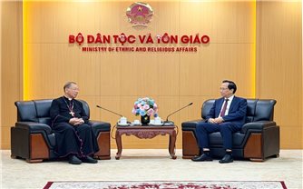 Bộ trưởng Đào Ngọc Dung tiếp Tổng Giám mục Tổng giáo phận Hà Nội