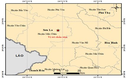 Động đất có độ lớn 3.6 tại Mộc Châu