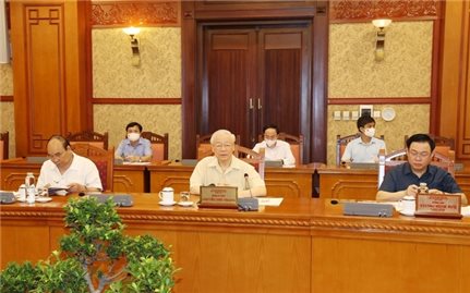 Tổng Bí thư chủ trì họp lãnh đạo chủ chốt về công tác phòng chống dịch COVID-19