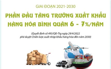 Giai đoạn 2021-2030: Phấn đấu tăng trưởng xuất khẩu hàng hóa bình quân 6 - 7%/năm