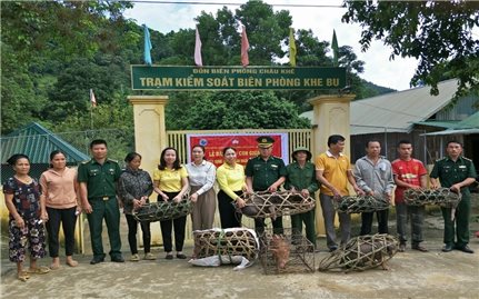 Các hộ nghèo khu vực biên giới huyện Con Cuông được tặng lợn giống