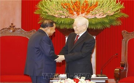 Tổng Bí thư Nguyễn Phú Trọng tiếp Chủ tịch Thượng viện Vương quốc Campuchia