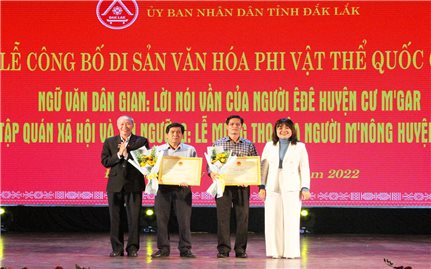 Đắk Lắk: Công bố Di sản văn hóa phi vật thể Quốc gia và trao tặng, truy tặng danh hiệu Nghệ nhân Ưu tú