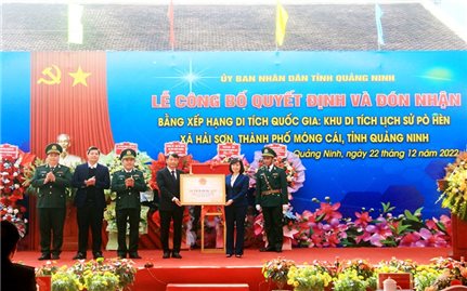 Quảng Ninh: Lễ công bố quyết định và đón nhận Bằng xếp hạng quốc gia Khu di tích lịch sử Pò Hèn