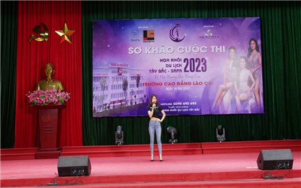 Sinh viên Trường Cao đẳng Lào Cai tham gia sơ khảo cuộc thi “Hoa khôi du lịch Tây Bắc - Sa Pa 2023”