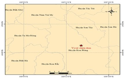 Huyện Kon Plông, tỉnh Kon Tum xảy ra động đất có độ lớn 3.9