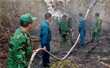 Bộ đội Biên phòng An Giang kịp thời khống chế, dập tắt đám cháy 5 ha rừng