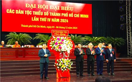 Bộ trưởng, Chủ nhiệm Ủy ban Dân tộc Hầu A Lềnh dự Đại hội Đại biểu các DTTS TP. Hồ Chí Minh lần thứ IV, năm 2024