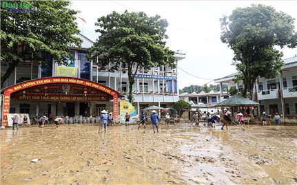Cận cảnh ngôi trường của gần 500 học sinh ở Tuyên Quang bị bùn đất vùi lấp