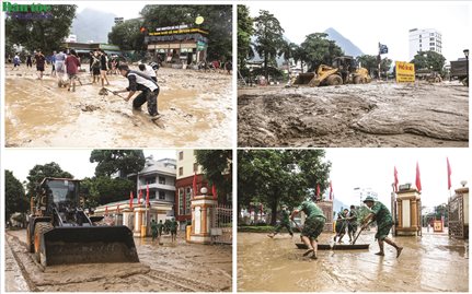 Khung cảnh hoang tàn trên các tuyến phố tỉnh Tuyên Quang sau trận lũ lịch sử