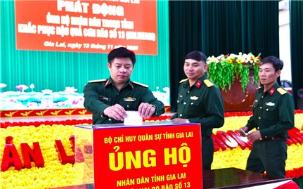 Lực lượng vũ trang tỉnh Gia Lai quyên góp gần 700 triệu đồng hỗ trợ người dân khắc phục hậu quả bão lũ