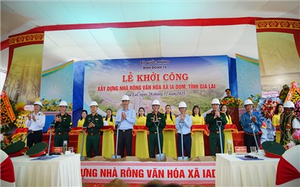 Binh đoàn 15 khởi công xây dựng Nhà rông văn hóa xã biên giới Ia Dom