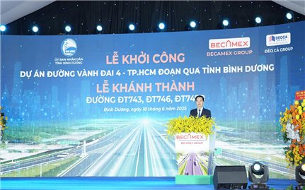 Phó Thủ tướng Mai Văn Chính phát lệnh khởi công đường Vành đai 4 đoạn qua tỉnh Bình Dương