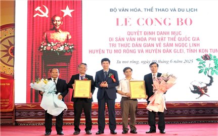 Công bố Quyết định sâm Ngọc Linh huyện Tu Mơ Rông và huyện Đăk Glei, tỉnh Kon Tum là Di sản văn hóa phi vật thể quốc gia
