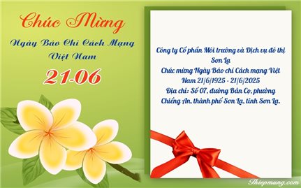 Công ty Cổ phần Môi trường và Dịch vụ Đô thị Sơn La: Chúc mừng 100 năm ngày Báo chí Cách mạng Việt Nam
