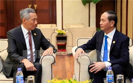 Chủ tịch nước Trần Đại Quang gặp Thủ tướng Singapore Lý Hiển Long