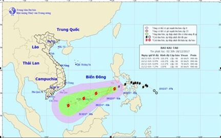 Bão Kai-tak đang tiến vào Biển Đông và mạnh thêm