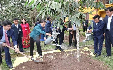 Chủ tịch Quốc hội trồng cây lưu niệm tại Khu Di tích Chủ tịch Hồ Chí Minh