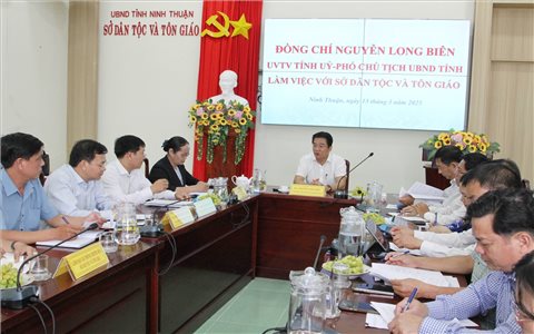 Ninh Thuận: Lãnh đạo UBND tỉnh làm việc với Sở Dân tộc và Tôn giáo