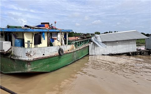 An Giang: Sà lan tông sập nhà bè nuôi cá trên sông Hậu gây thiệt hại lớn về tài sản