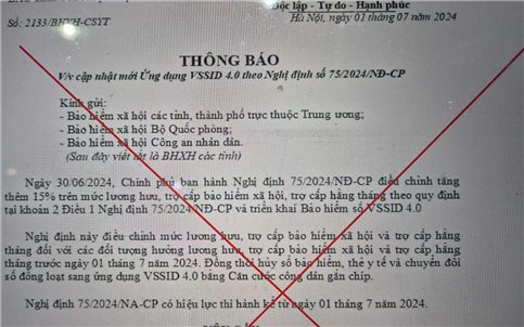 Cảnh báo giả mạo văn bản của BHXH Việt Nam yêu cầu cập nhật mới ứng dụng VssID 4.0