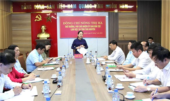 Thứ trưởng, Phó Chủ nhiệm Ủy ban Dân tộc Nông Thị Hà thăm, làm việc với Ban Dân tộc tỉnh Thái Nguyên