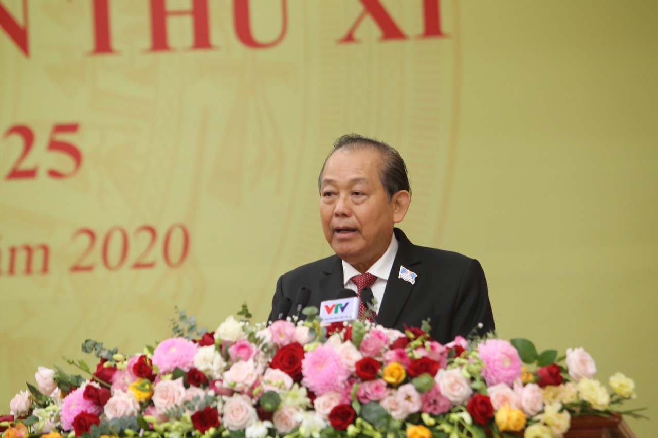 Ủy viên Bộ Chính trị, Phó Thủ tướng Thường trực Chính phủ -Trương Hòa Bình phát biểu chỉ đạo Đại hội