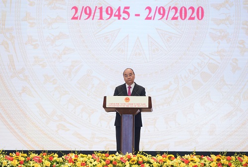 Thủ tướng Nguyễn Xuân Phúc chủ trì lễ kỷ niệm 75 năm Quốc khánh nước CHXHCN Việt Nam - Ảnh: VGP/Quang Hiếu