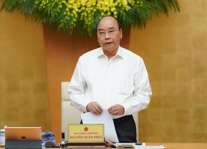 Thủ tướng Nguyễn Xuân Phúc phát biểu tại cuộc họp. (Ảnh: VGP)