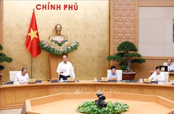 Thủ tướng Nguyễn Xuân Phúc phát biểu chỉ đạo tại phiên họp Chính phủ thường kỳ tháng 9/2020. Ảnh: Dương Giang/TTXVN