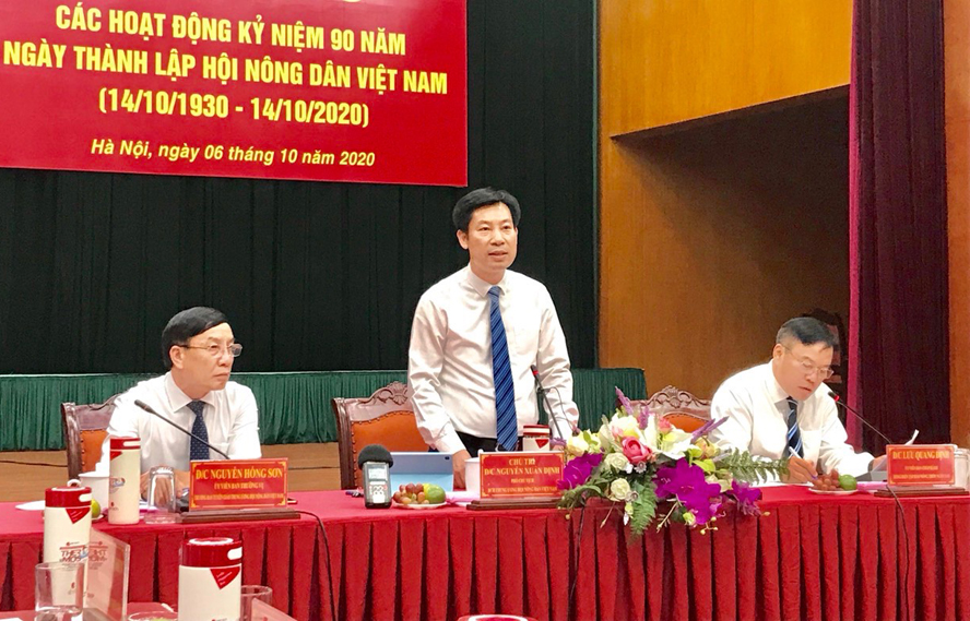 Ông Nguyễn Xuân Định, Phó Chủ tịch Trung ương Hội NDVN phát biểu khai mạc buổi họp báo