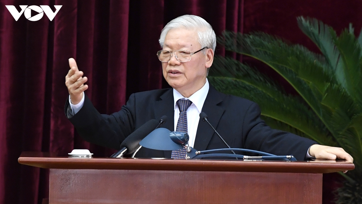 Tổng Bí thư, Chủ tịch nước Nguyễn Phú Trọng phát biểu bế mạc Hội nghị Trung ương 13. Ảnh: Ngọc Thành