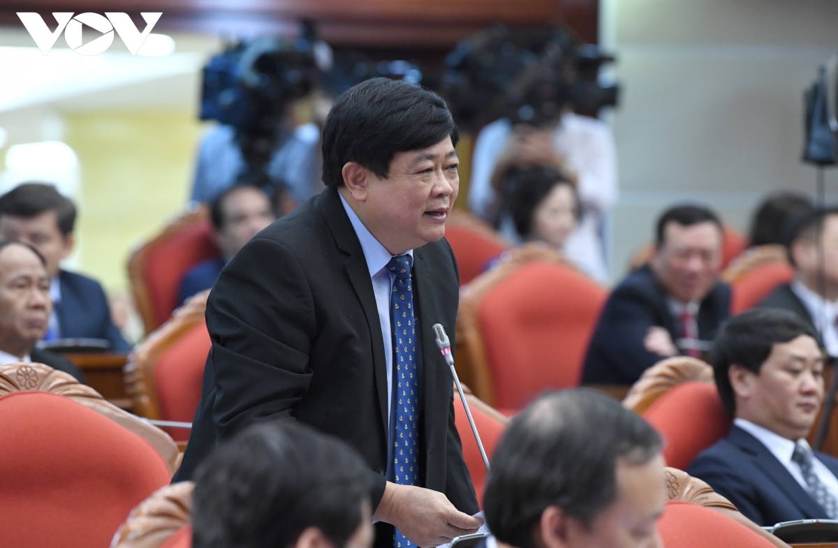 Ủy viên Trung ương Đảng, Tổng Giám đốc Đài Tiếng nói Việt Nam Nguyễn Thế Kỷ phát biểu tại phiên làm việc sáng 9/10. Ảnh: Ngọc Thành