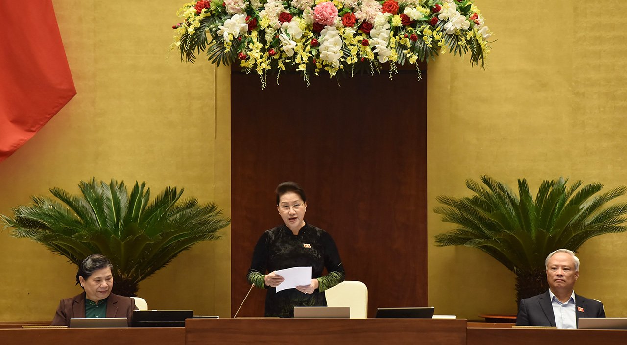 Chủ tịch Quốc hội Nguyễn Thị Kim Ngân phát biểu mở đầu phiên chất vấn. 