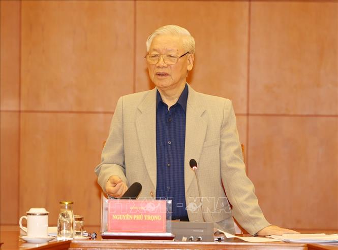 Tổng Bí thư, Chủ tịch nước Nguyễn Phú Trọng phát biểu tại cuộc họp