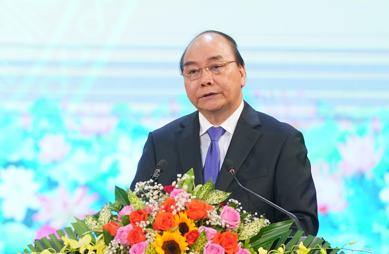 Thủ tướng Nguyễn Xuân Phúc phát biểu tại Lễ kỷ niệm. Ảnh VGP/Quang Hiếu