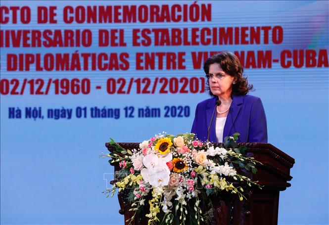 Đại sứ Cuba tại Việt Nam Lianys Tores Rivera phát biểu tại buổi lễ. Ảnh: Dương Giang/TTXVN