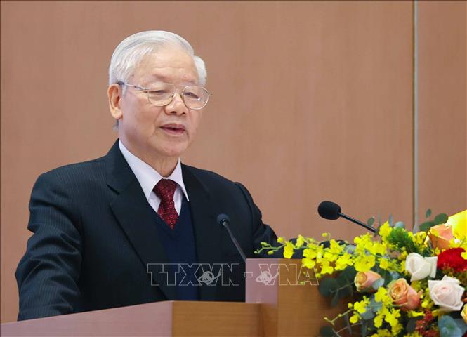Tổng Bí thư, Chủ tịch nước Nguyễn Phú Trọng phát biểu chỉ đạo tại Hội nghị. Ảnh: Thống Nhất/TTXVN