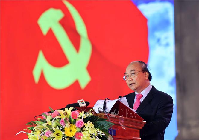 Thủ tướng Nguyễn Xuân Phúc phát biểu tại buổi lễ. Ảnh: Thống Nhất/TTXVN